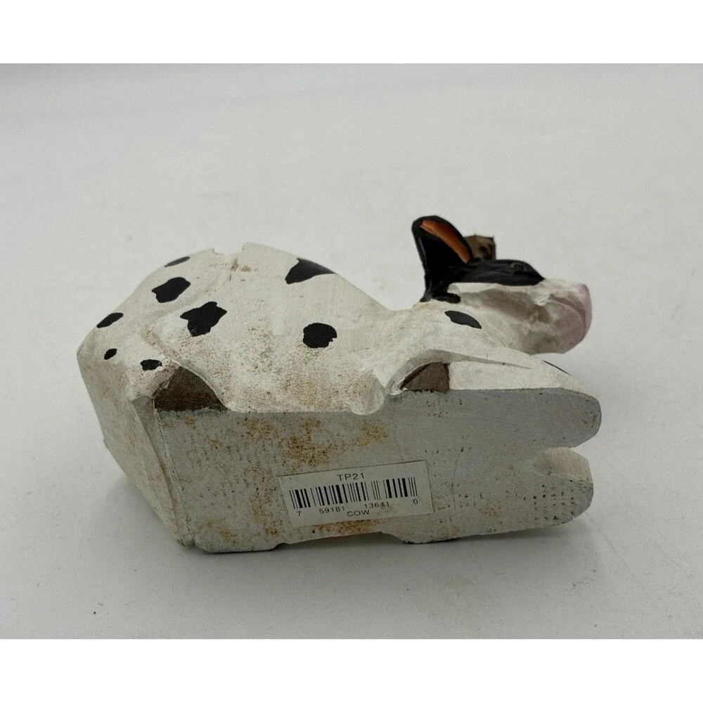 cow head shape Tape Dispenser desk top wood carving